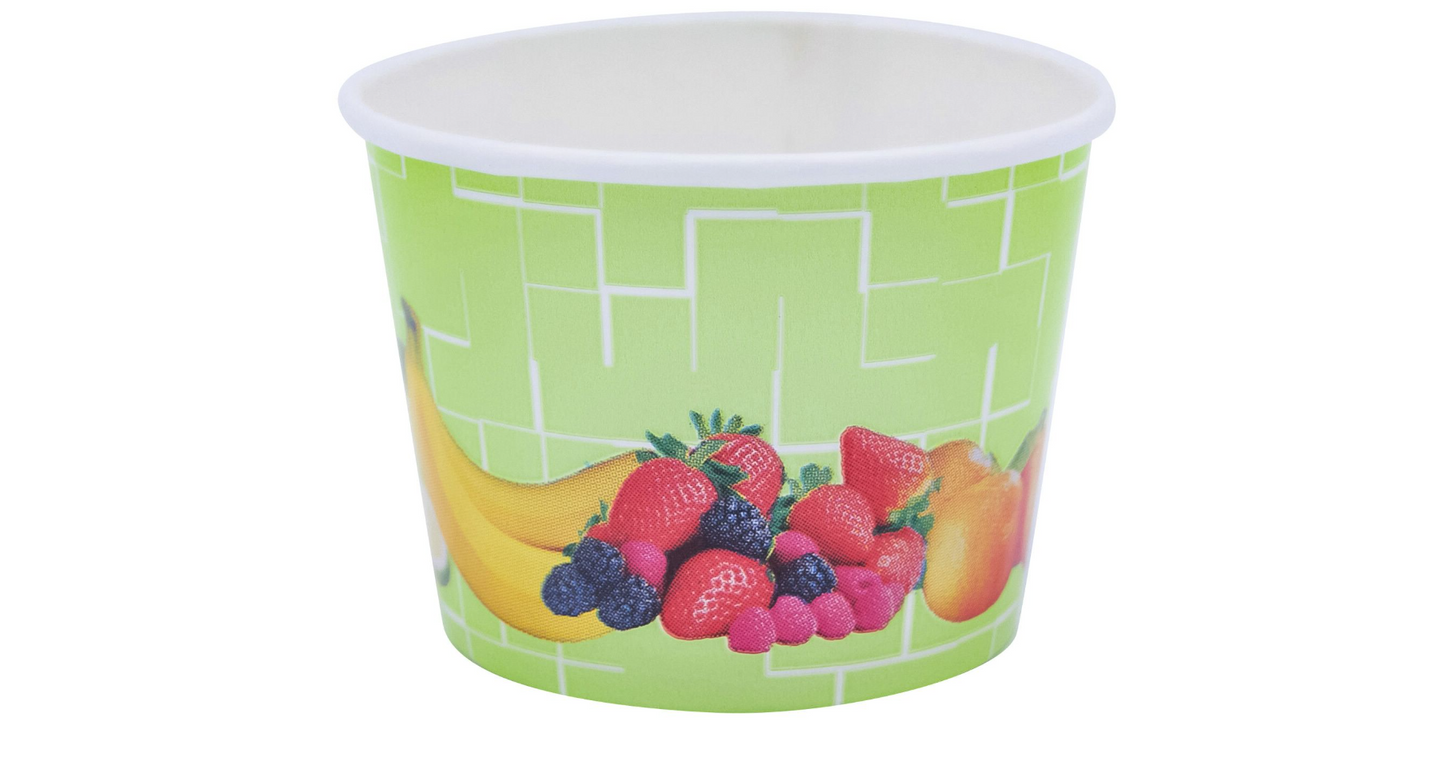Eisbecher, Pappe rund 140ml O 73mm, Höhe 52mm, Fruchtreigen, 45 Stk.