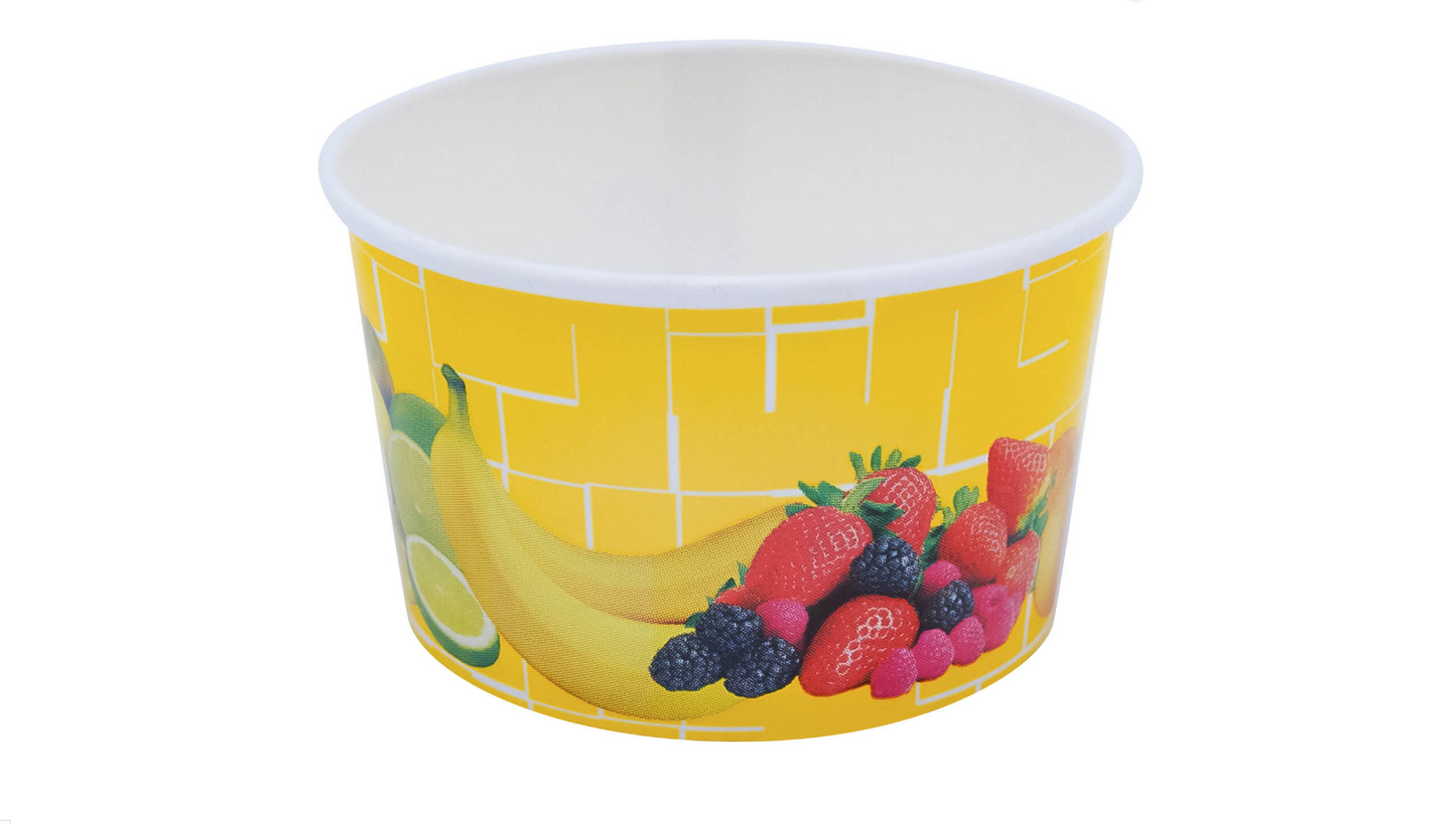 Eisbecher, Pappe rund 260ml O 92mm, Höhe 55mm, Fruchtreigen, 50 Stk.