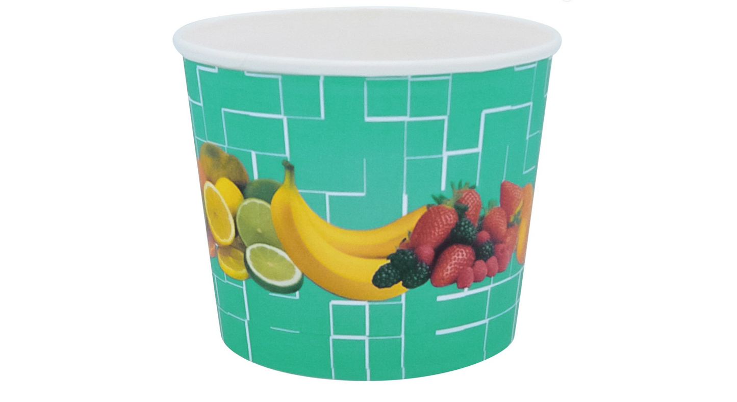 Eisbecher, Pappe rund 500ml Ø105mm, Höhe 84mm, Fruchtreigen, 45 Stk.