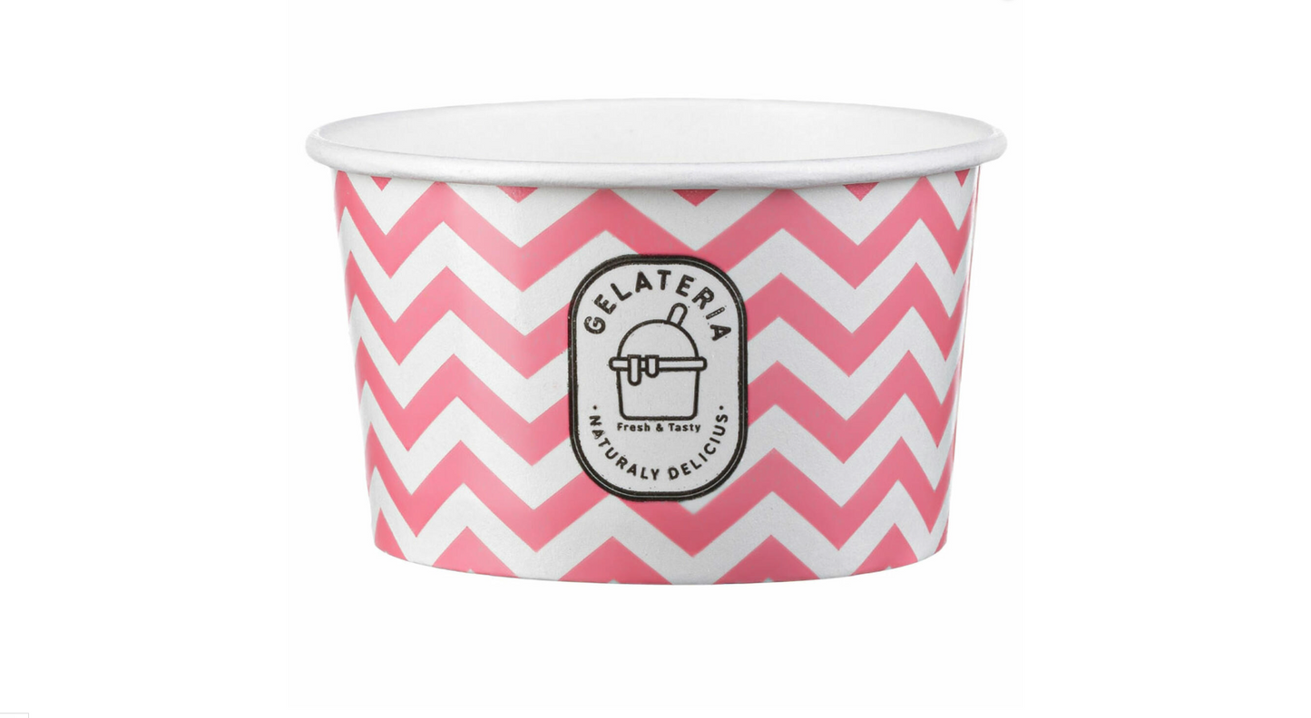 Eisbecher aus Papier Zick Zack Motiv rosa 180ml 6oz, 50 Stk.