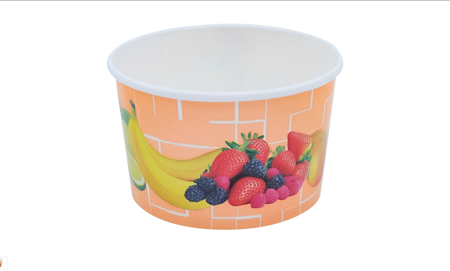 Eisbecher, Pappe rund 340ml Ø101mm, Höhe 63mm, Fruchtreigen, 50 Stk.
